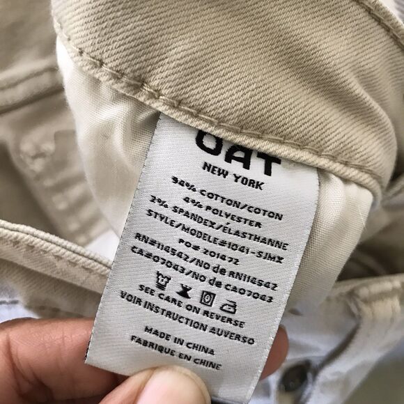 OAT New York Beige Neutral Mid Rise Wide Leg Cropped Frayed Denim Jeans - 4 27 - Picture 8 of 9